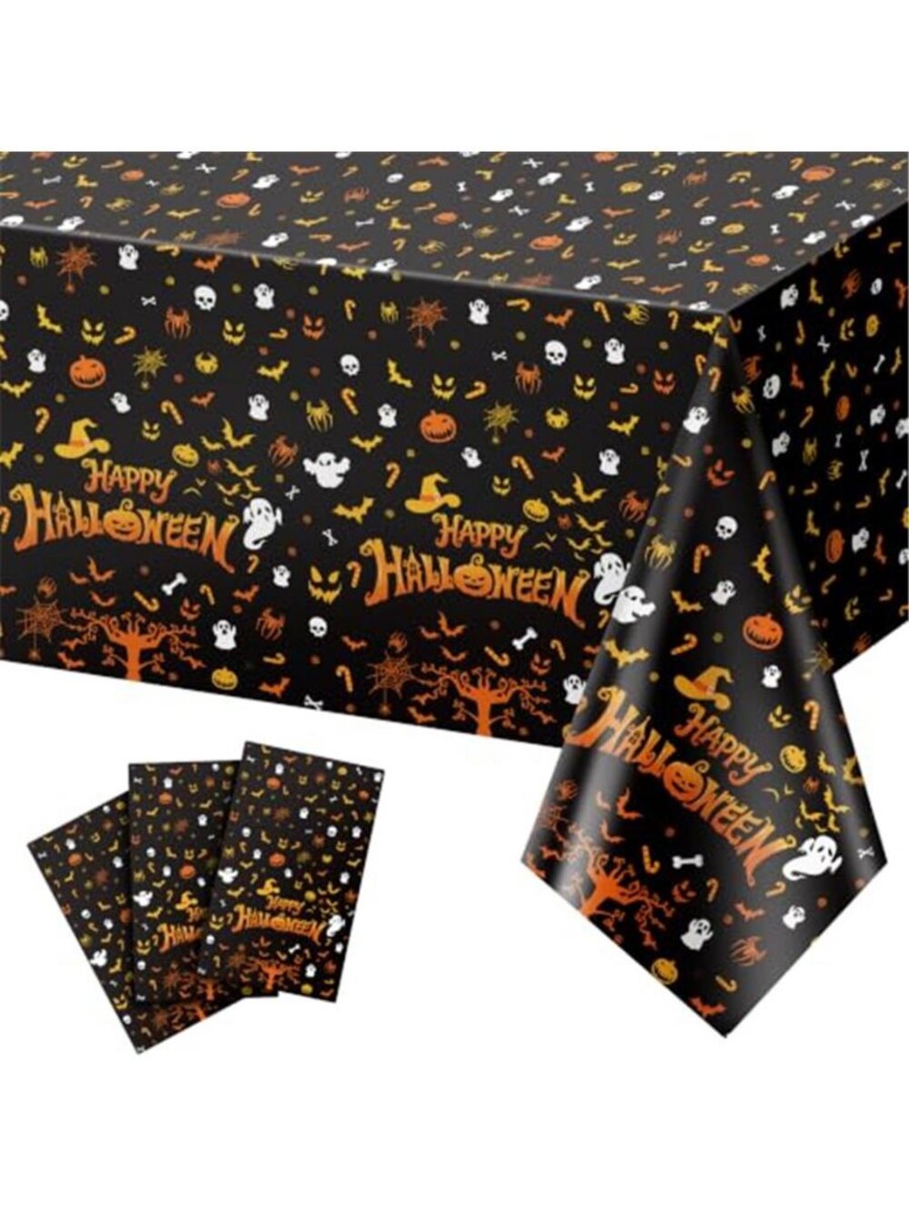 3Pcs Halloween Plastic Party Tablecloth Happy Halloween Decoration
